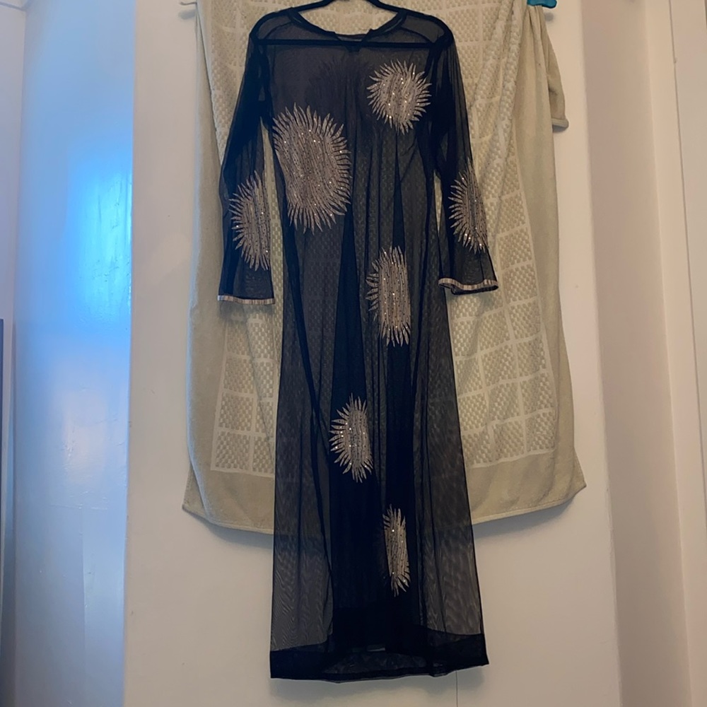 Celestial Embroidered Mesh Sun Beach Cover Dress